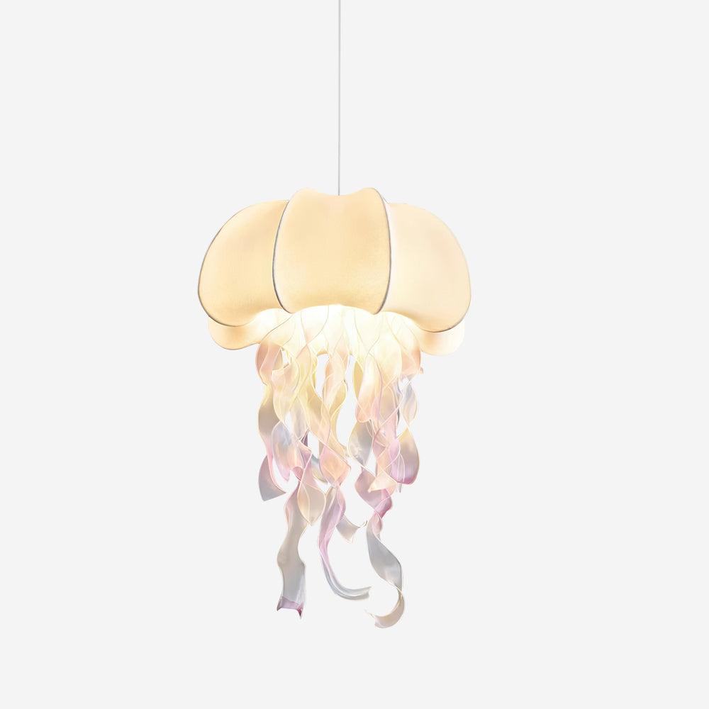 Jellyfish Pendant Light with Iridescent Ribbons - Lamp Copper