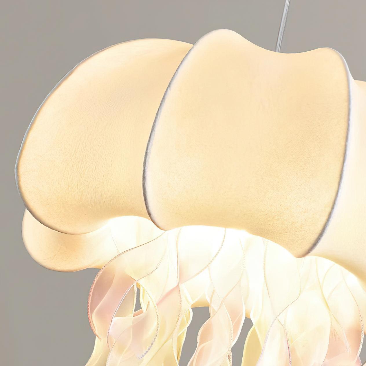 Jellyfish Pendant Light with Iridescent Ribbons - Lamp Copper