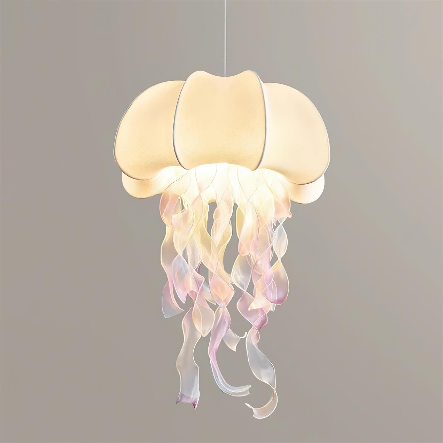 Jellyfish Pendant Light with Iridescent Ribbons - Lamp Copper