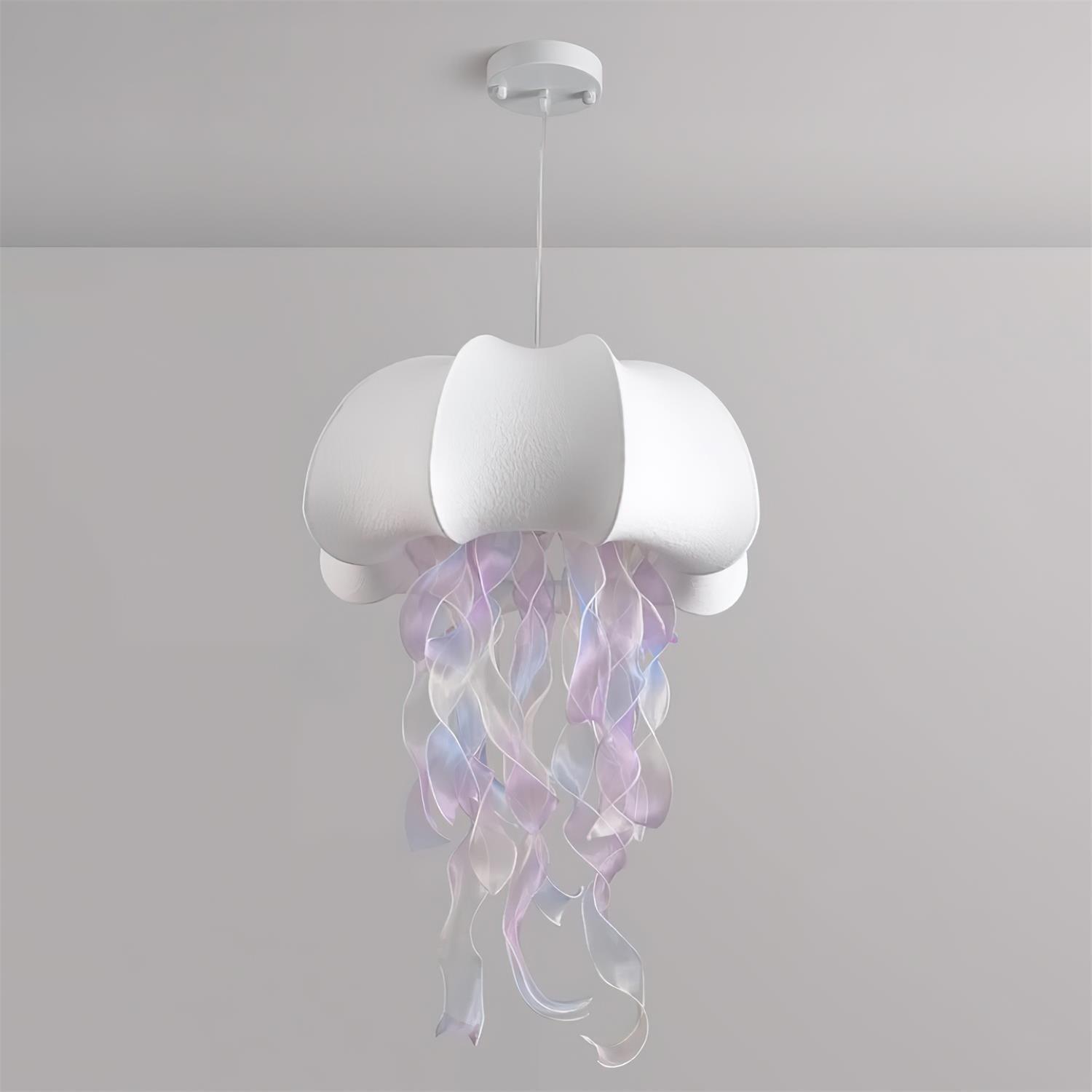 Jellyfish Pendant Light with Iridescent Ribbons - Lamp Copper