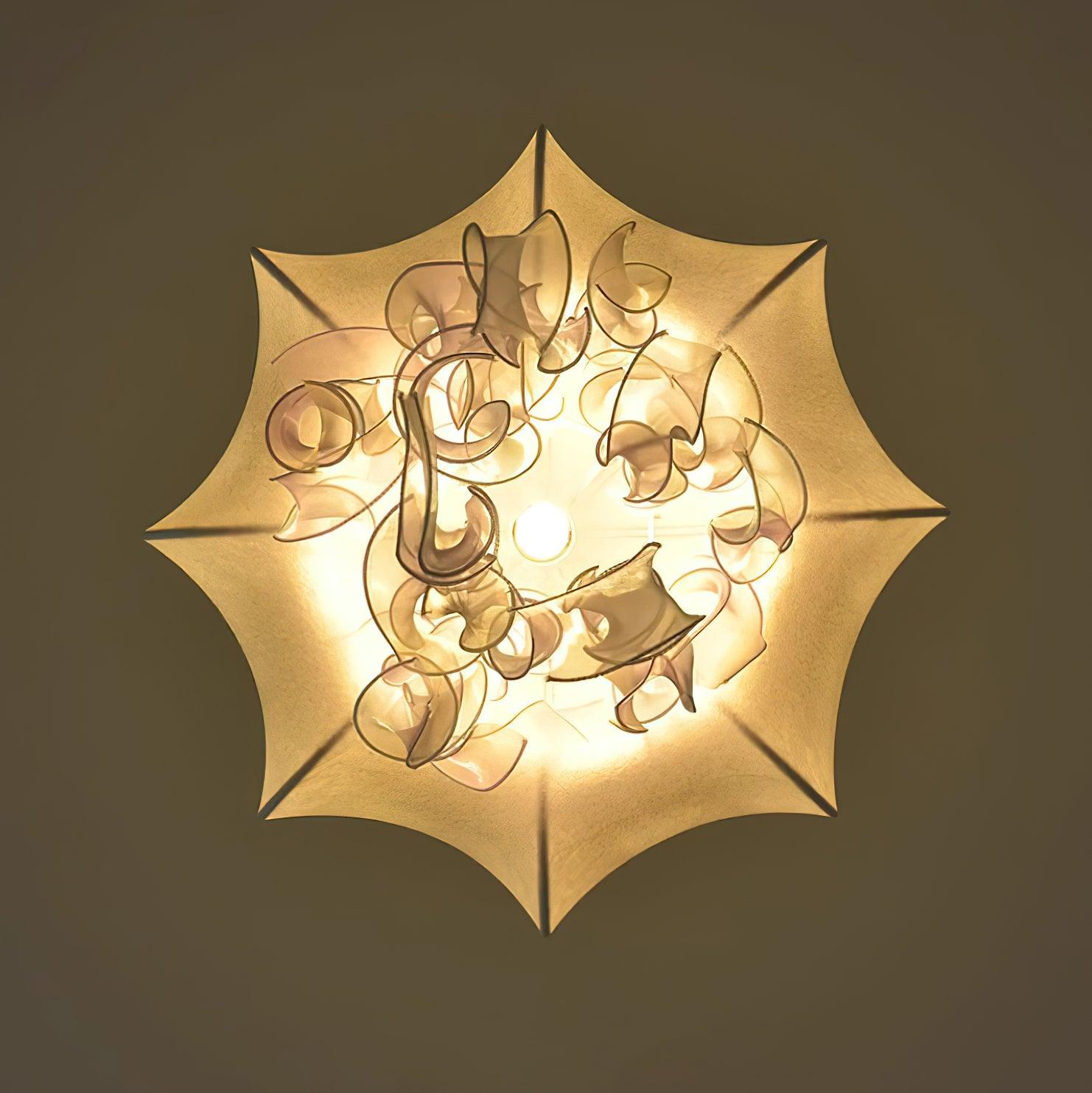 Jellyfish Pendant Light with Iridescent Ribbons - Lamp Copper