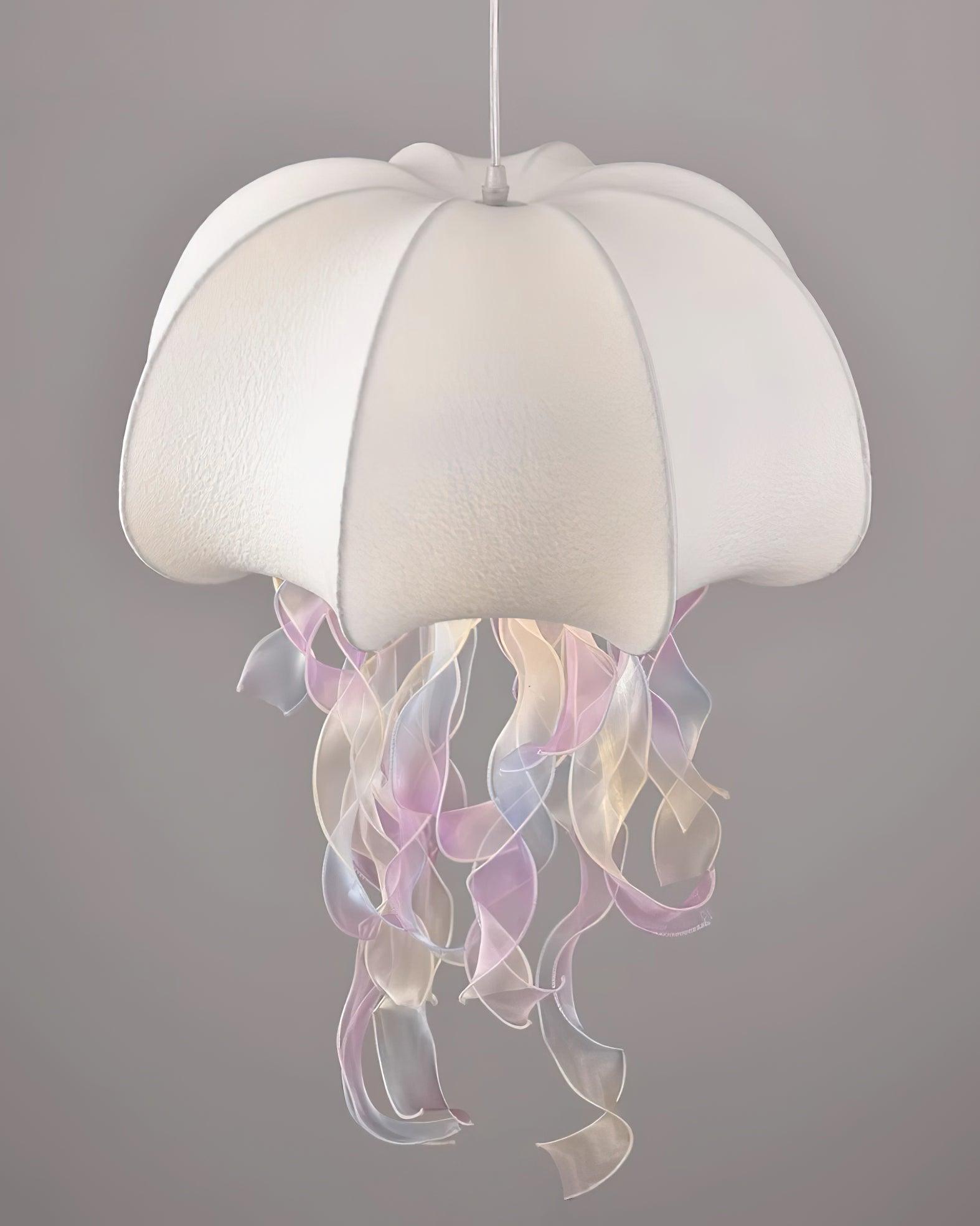 Jellyfish Pendant Light with Iridescent Ribbons - Lamp Copper