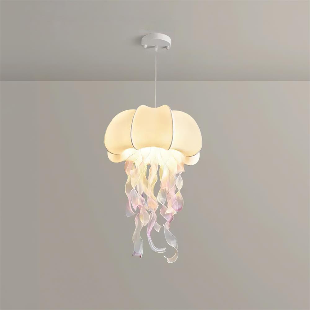Jellyfish Pendant Light with Iridescent Ribbons - Lamp Copper