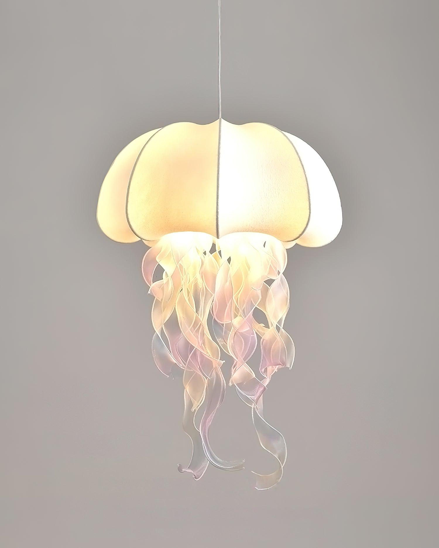 Jellyfish Pendant Light with Iridescent Ribbons - Lamp Copper