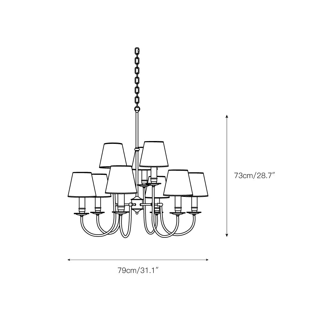 Vilorira Vintage Brass Fabric Chandelier - Lamp Copper