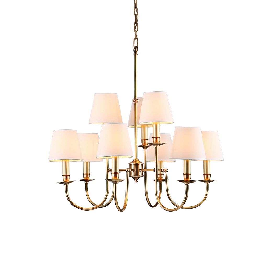 Vilorira Vintage Brass Fabric Chandelier - Lamp Copper