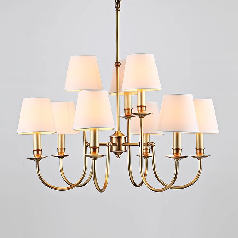 Vilorira Vintage Brass Fabric Chandelier - Lamp Copper