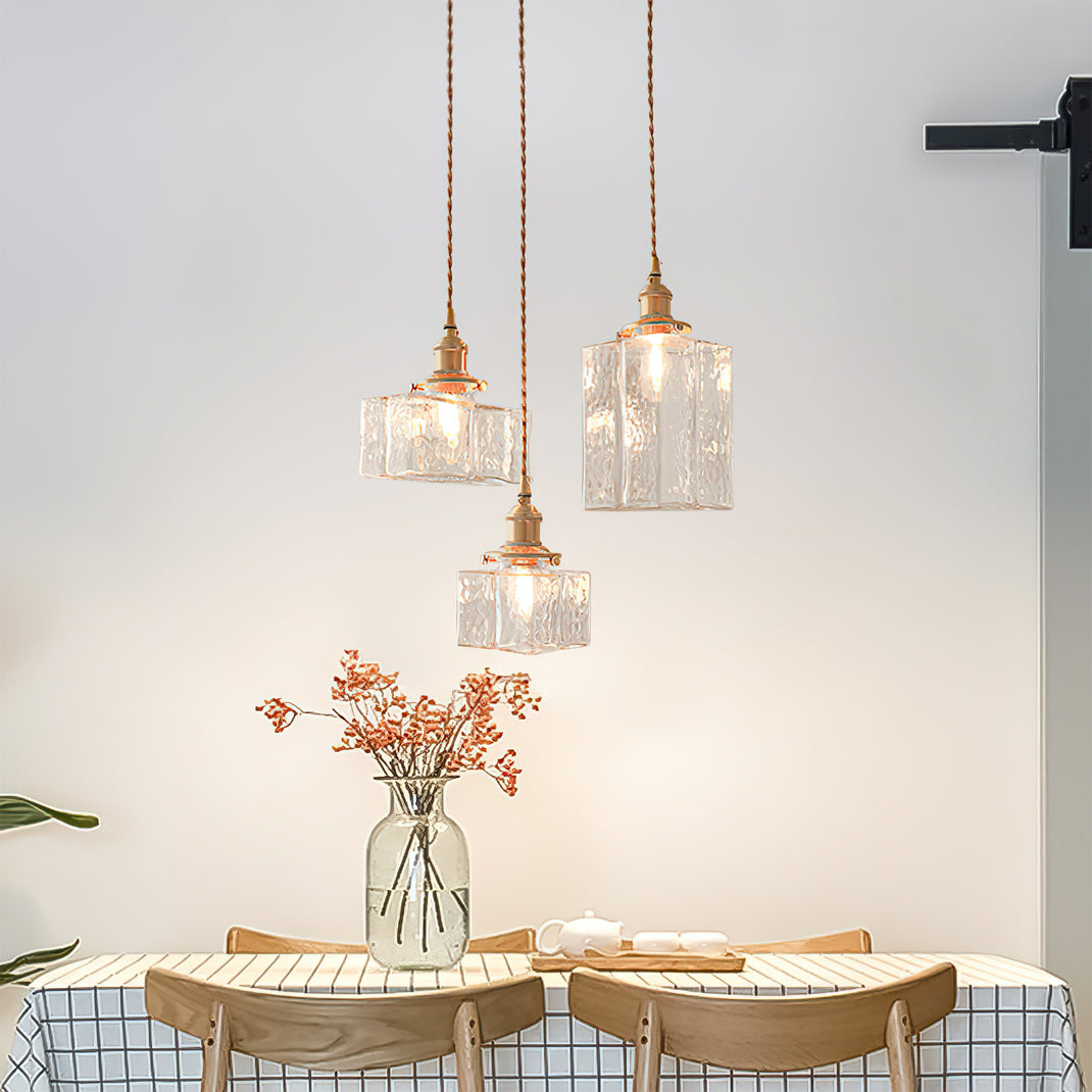 Ovely Vintage Glass Brass Hammered Pendant Light - Lamp Copper