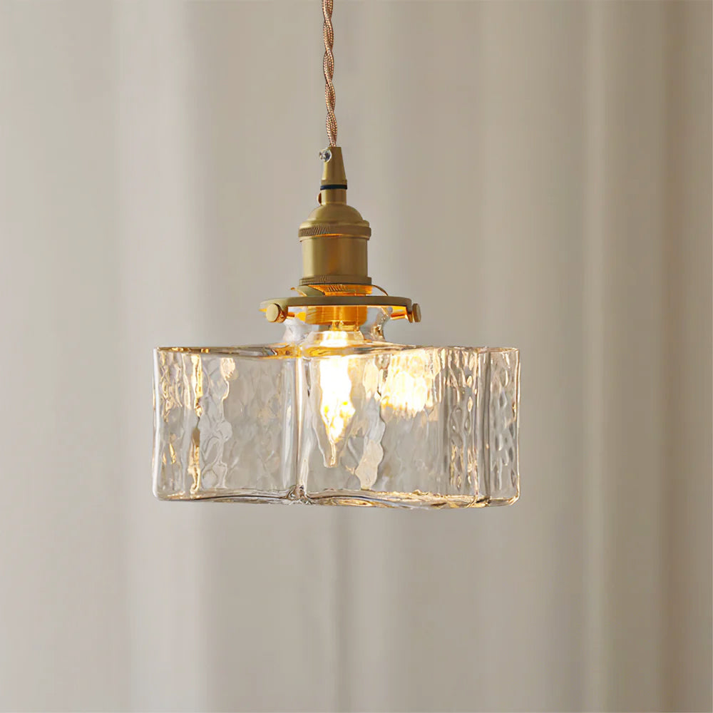 Ovely Vintage Glass Brass Hammered Pendant Light - Lamp Copper
