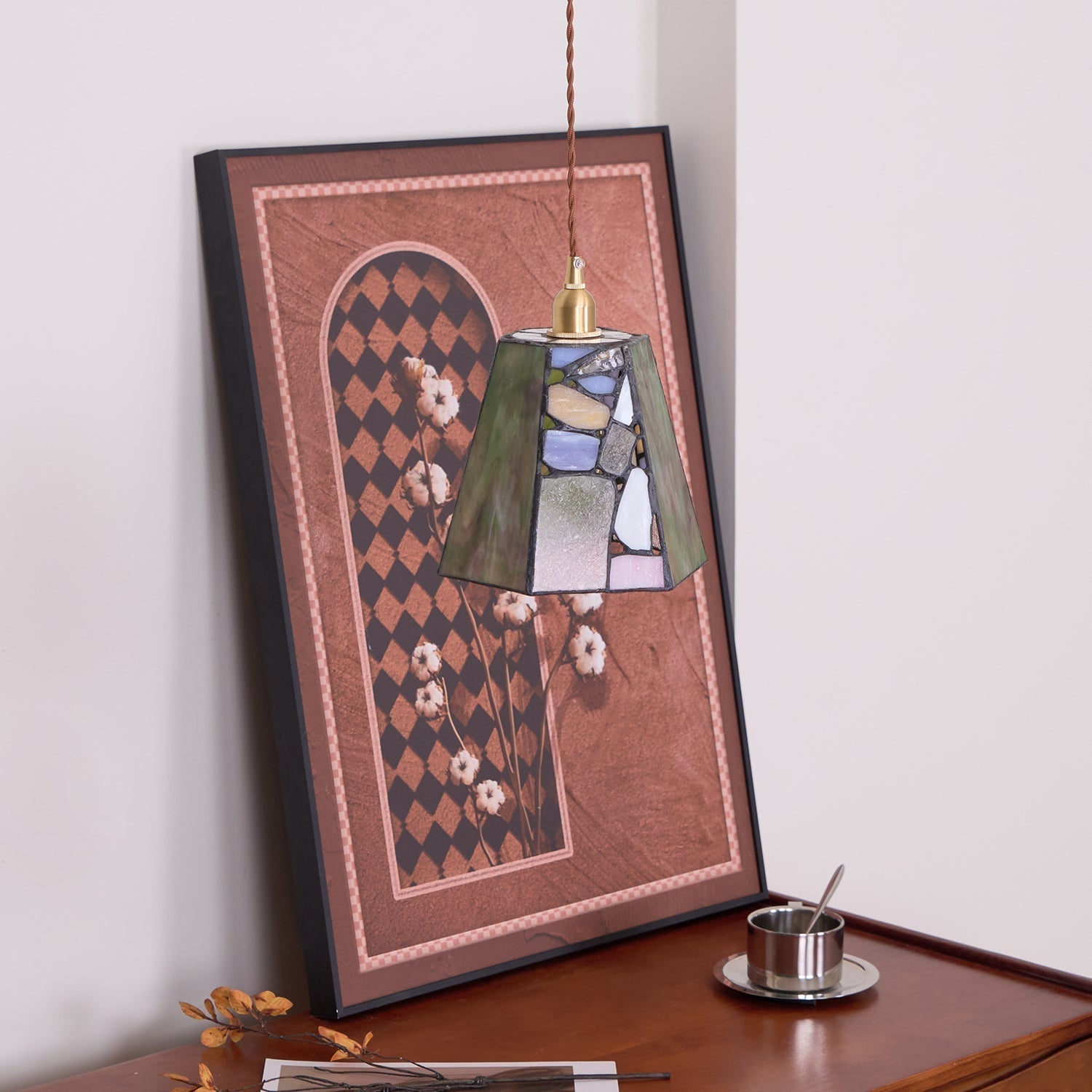 Mavine Tiffany-Style Stained Glass Pendant Light - Lamp Copper