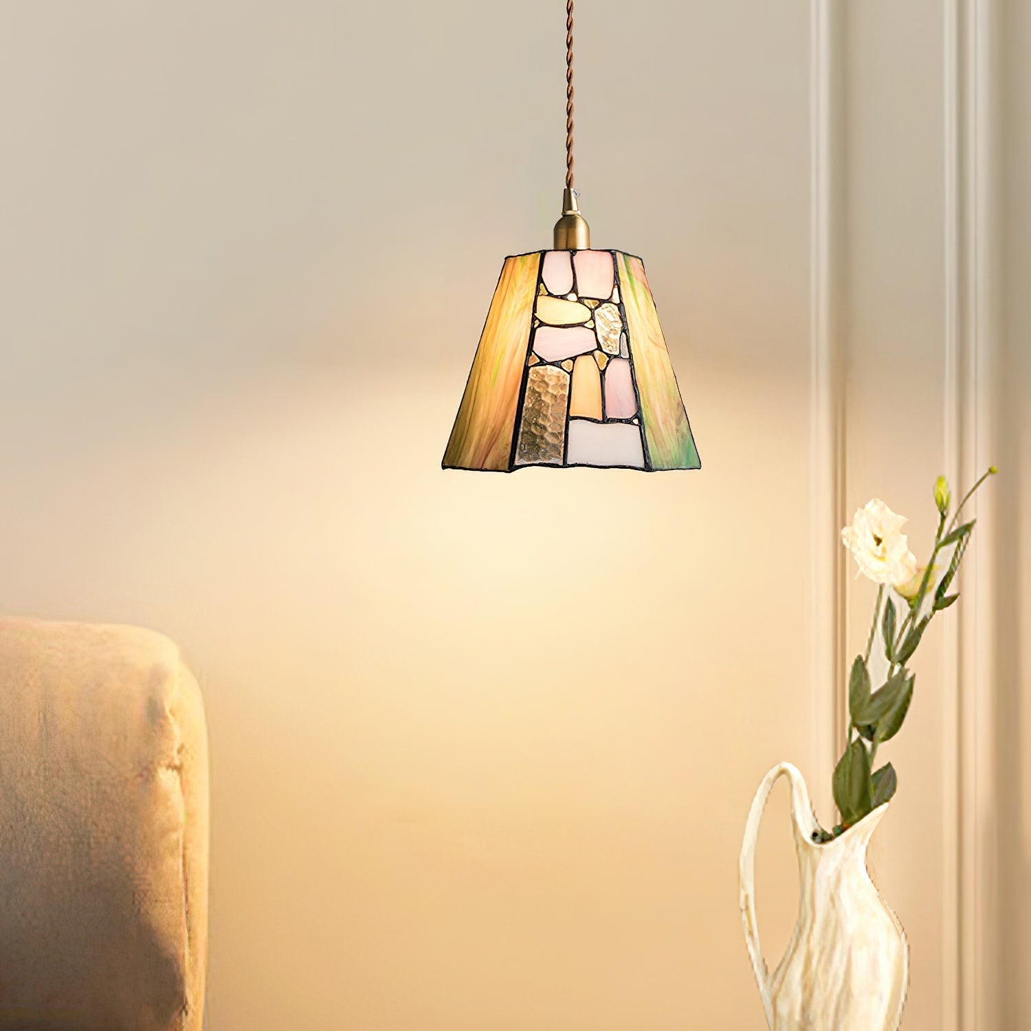 Mavine Tiffany-Style Stained Glass Pendant Light - Lamp Copper