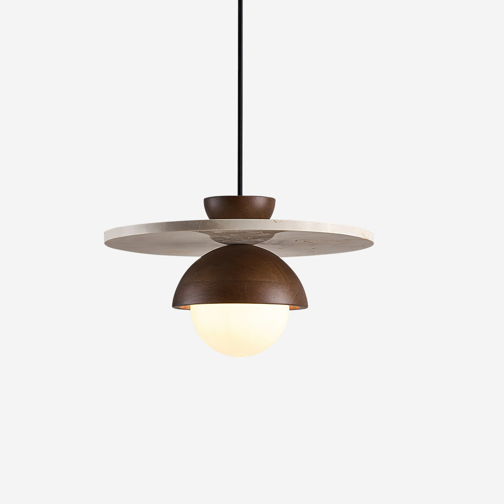 Ritta Pendant Light Glass Globe Travertine - Lamp Copper