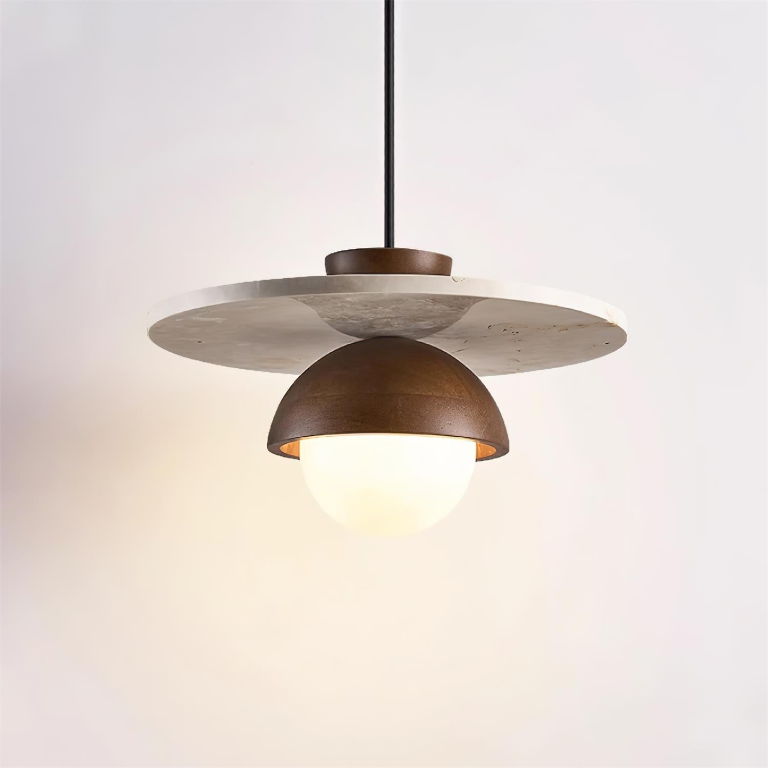 Ritta Pendant Light Glass Globe Travertine - Lamp Copper