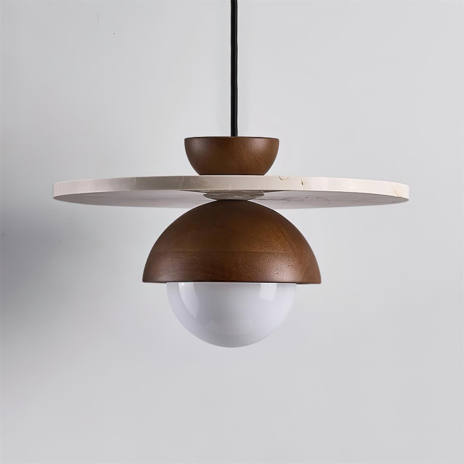 Ritta Pendant Light Glass Globe Travertine - Lamp Copper