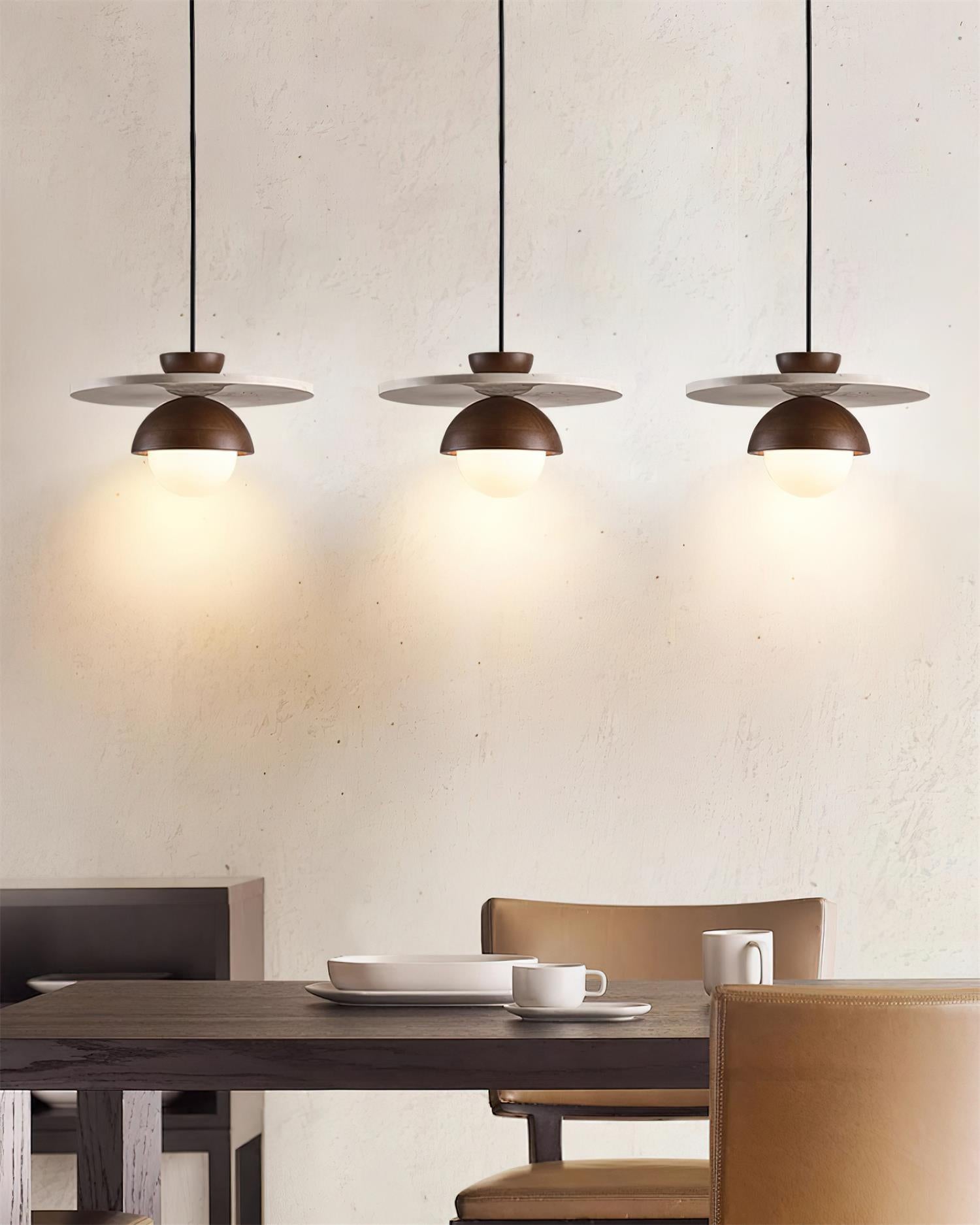 Ritta Pendant Light Glass Globe Travertine - Lamp Copper