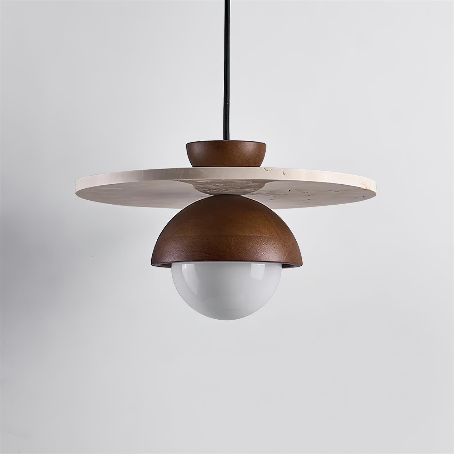Ritta Pendant Light Glass Globe Travertine - Lamp Copper