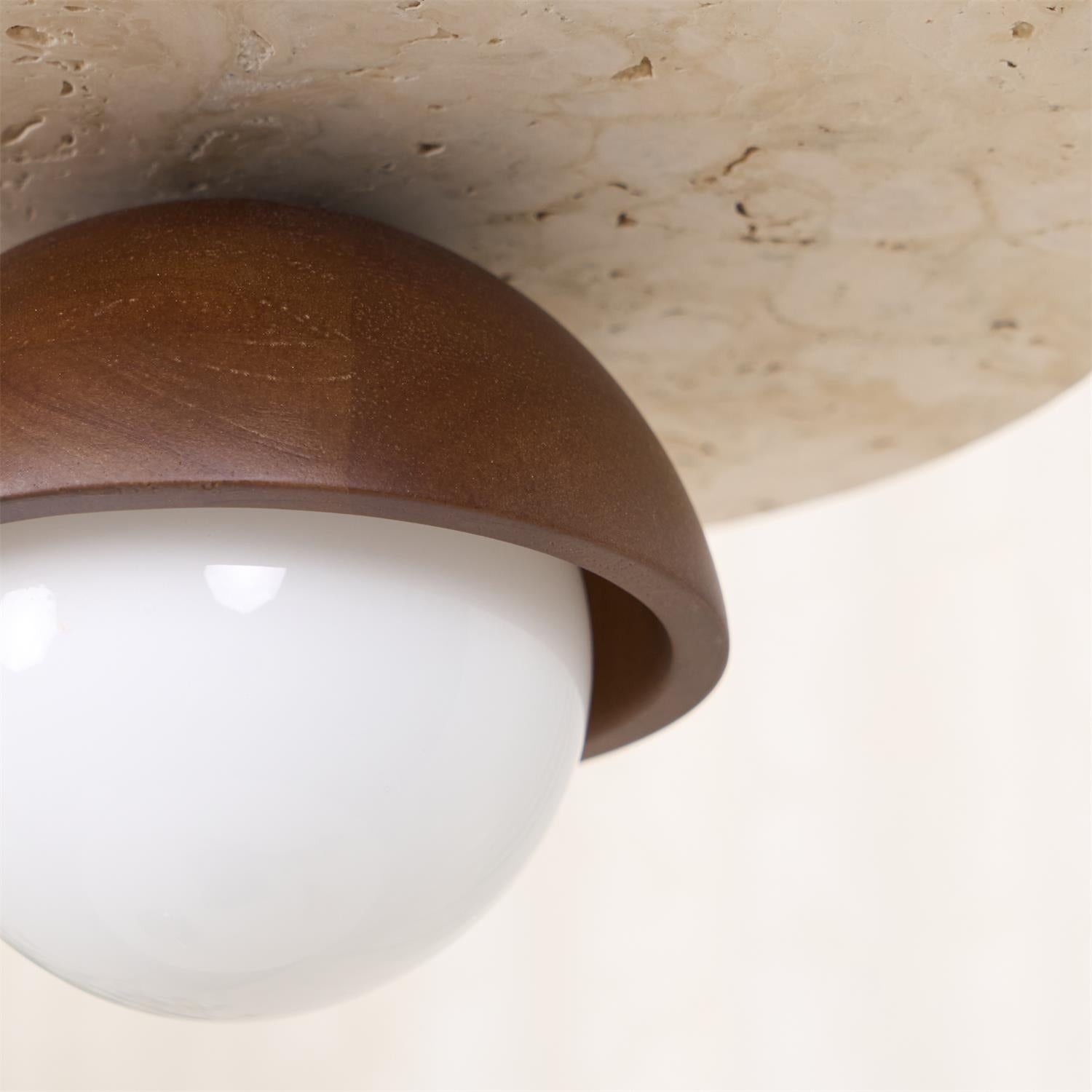 Ritta Pendant Light Glass Globe Travertine - Lamp Copper
