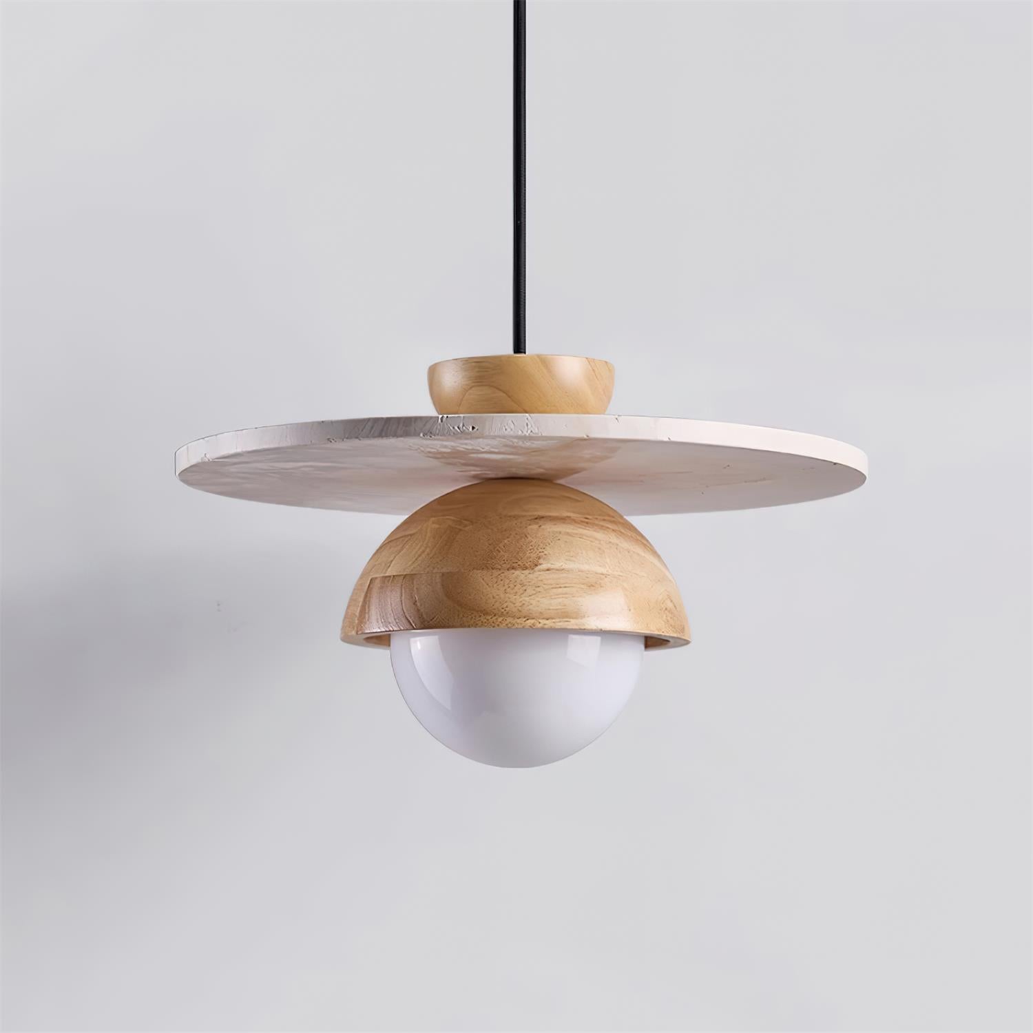 Ritta Pendant Light Glass Globe Travertine - Lamp Copper