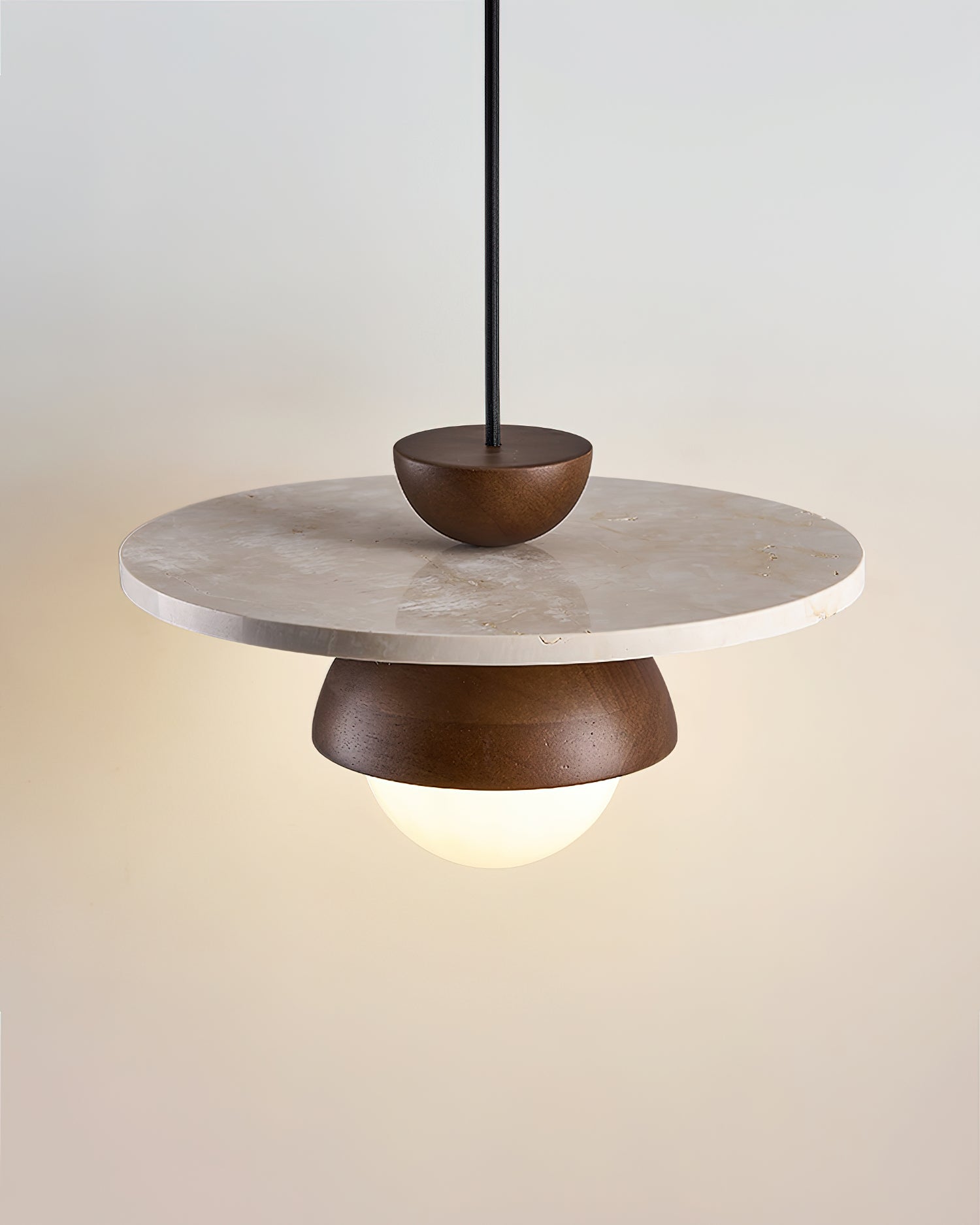 Ritta Pendant Light Glass Globe Travertine - Lamp Copper