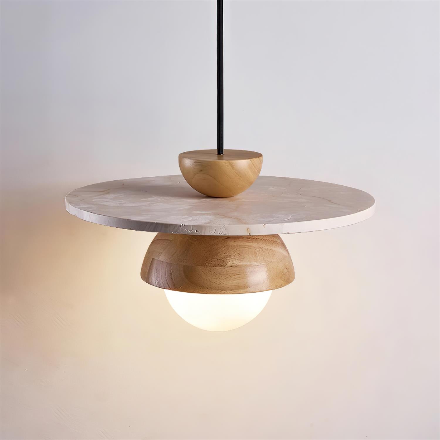 Ritta Pendant Light Glass Globe Travertine - Lamp Copper