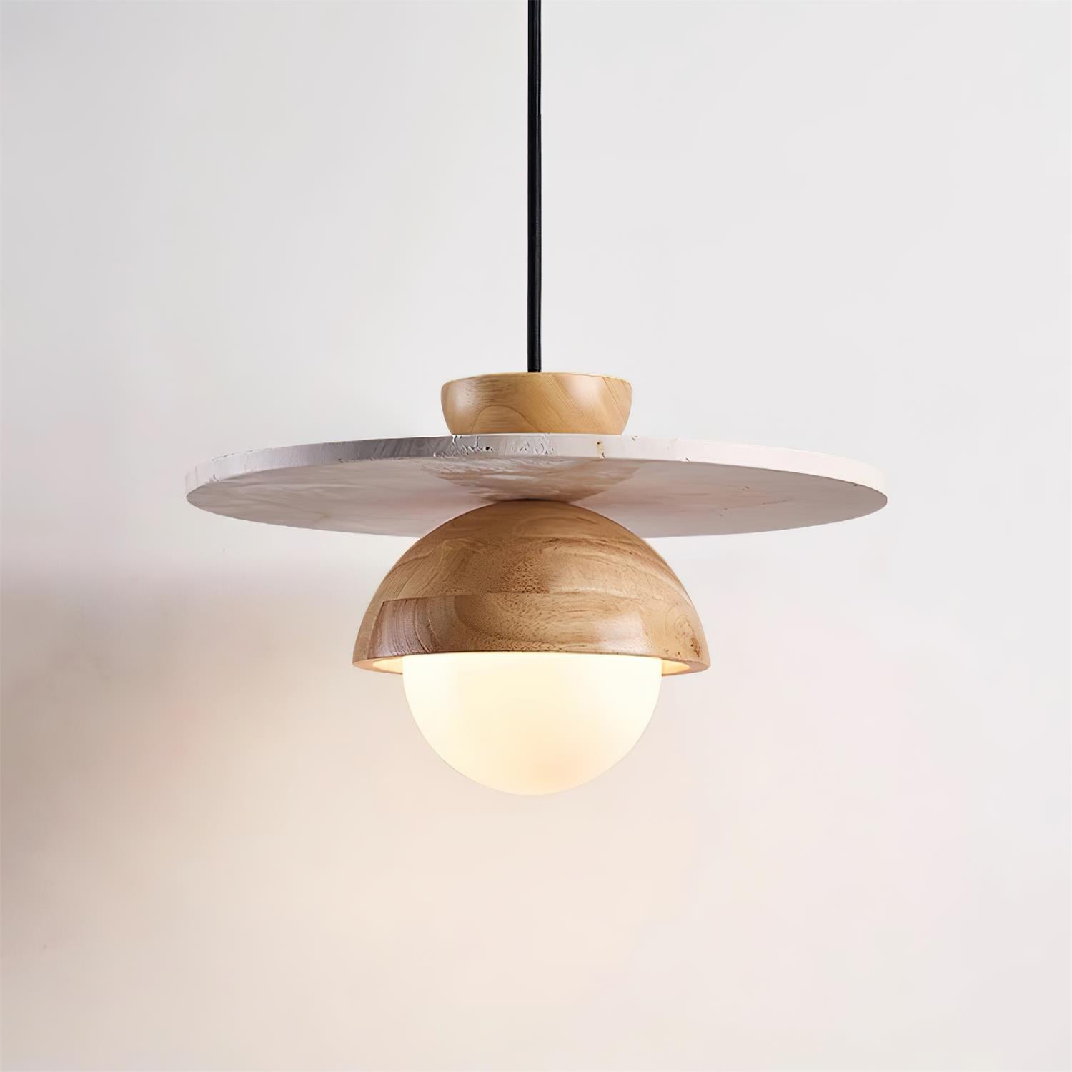 Ritta Pendant Light Glass Globe Travertine - Lamp Copper