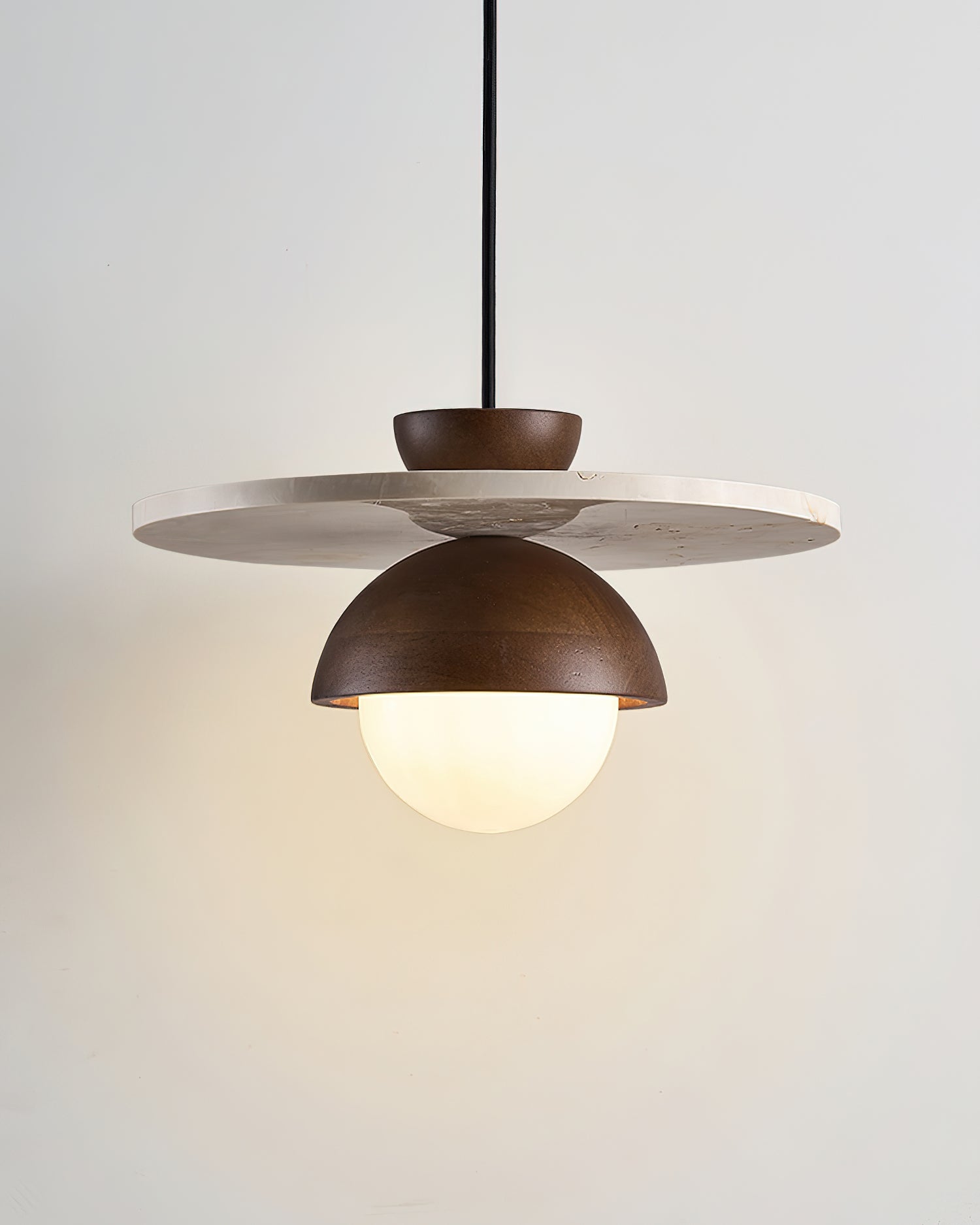 Ritta Pendant Light Glass Globe Travertine - Lamp Copper