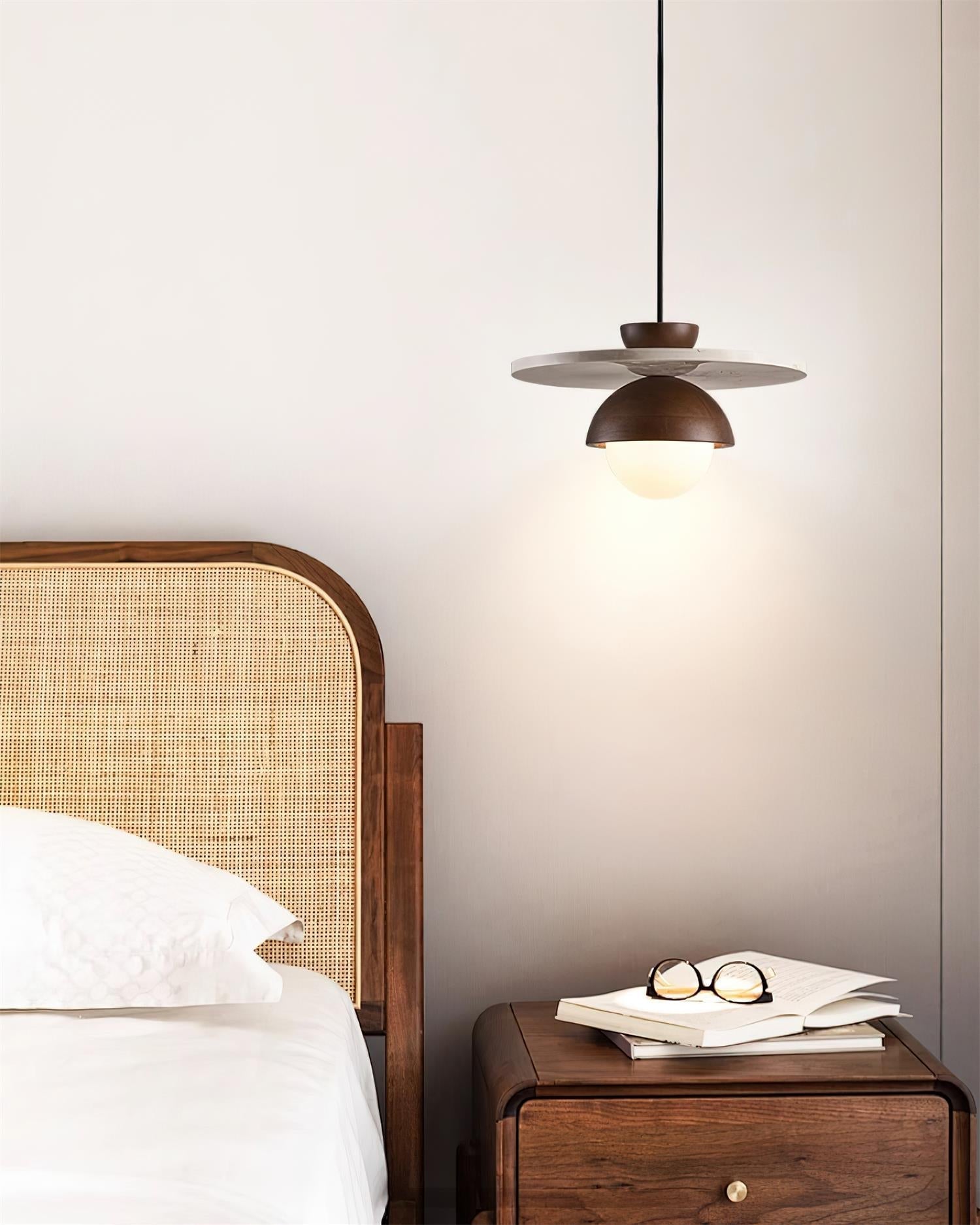 Ritta Pendant Light Glass Globe Travertine - Lamp Copper