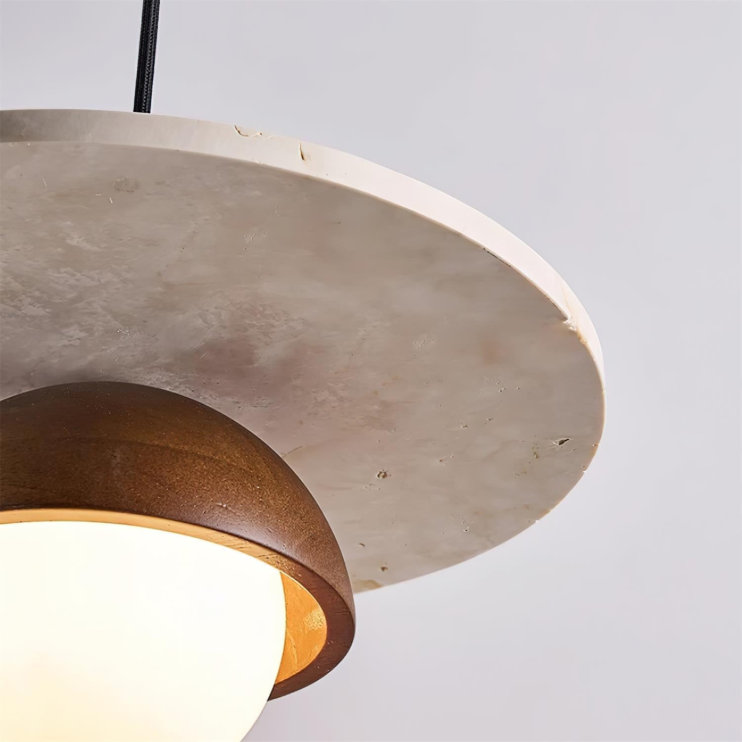 Ritta Pendant Light Glass Globe Travertine - Lamp Copper