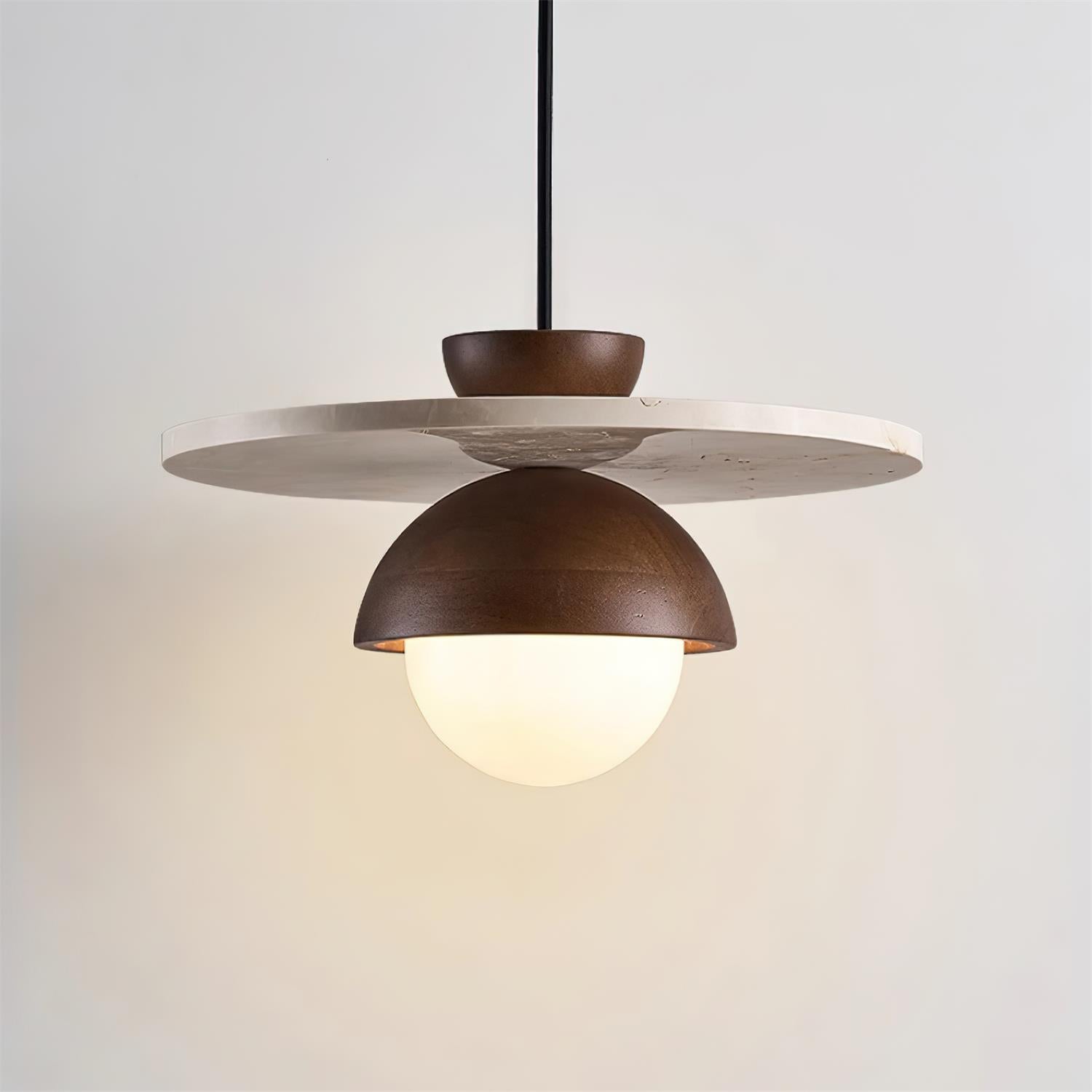Ritta Pendant Light Glass Globe Travertine - Lamp Copper