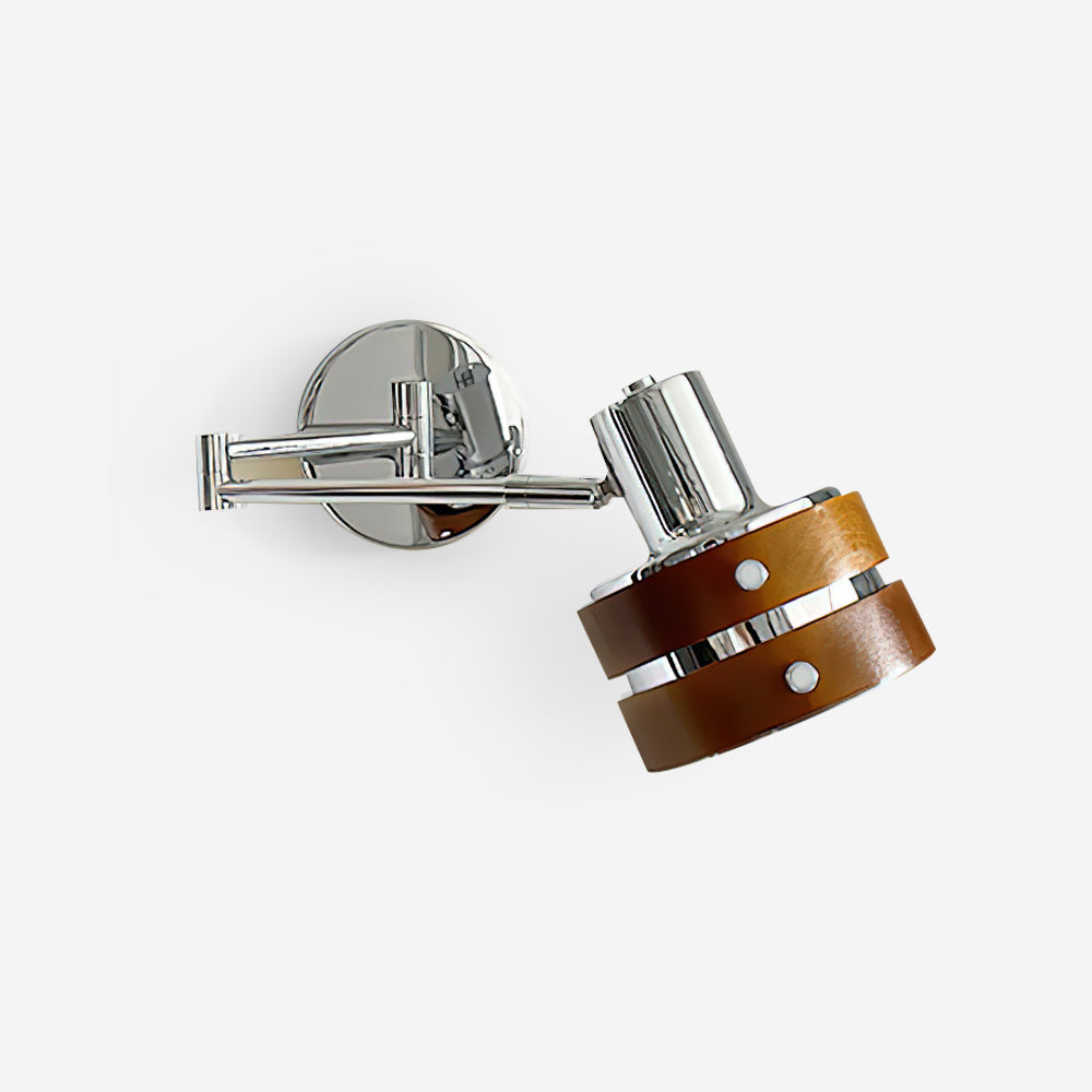 Wall Lamp Metal & Wood Barrel Shade Adjustable Mid-Century - Lamp Copper