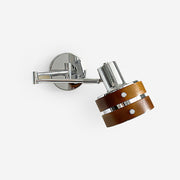 Wall Lamp Metal & Wood Barrel Shade Adjustable Mid-Century - Lamp Copper