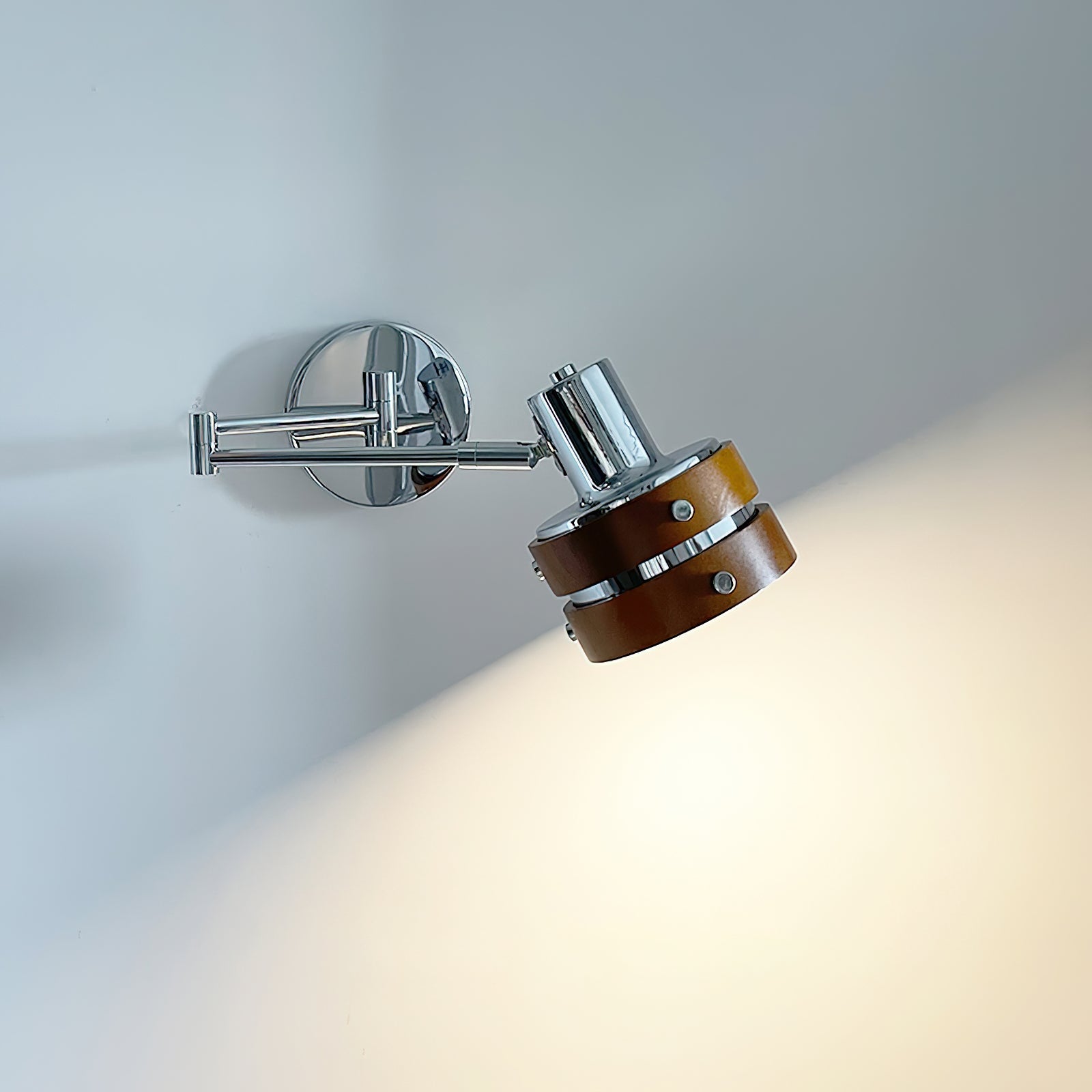 Wall Lamp Metal & Wood Barrel Shade Adjustable Mid-Century - Lamp Copper