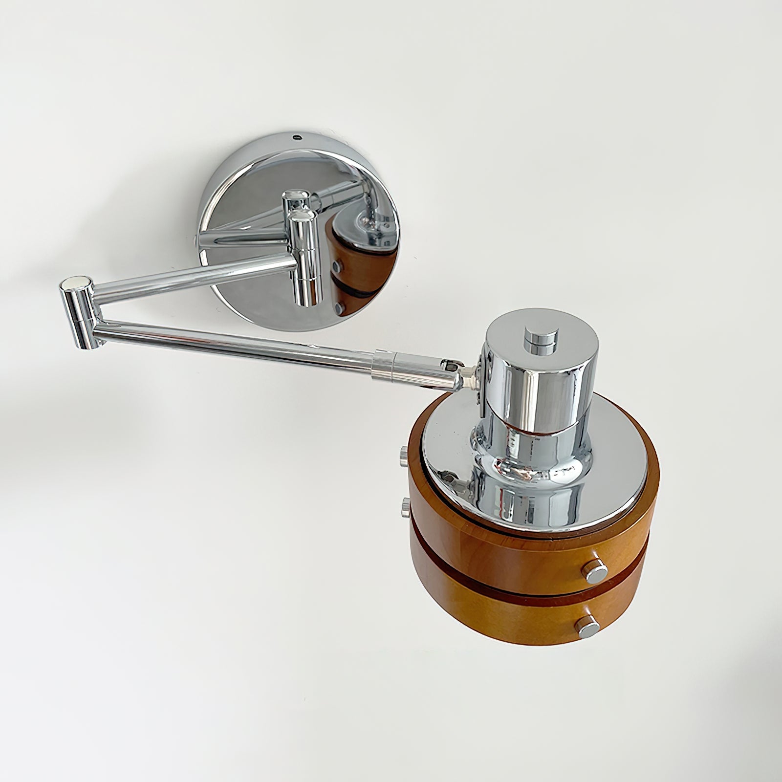 Wall Lamp Metal & Wood Barrel Shade Adjustable Mid-Century - Lamp Copper