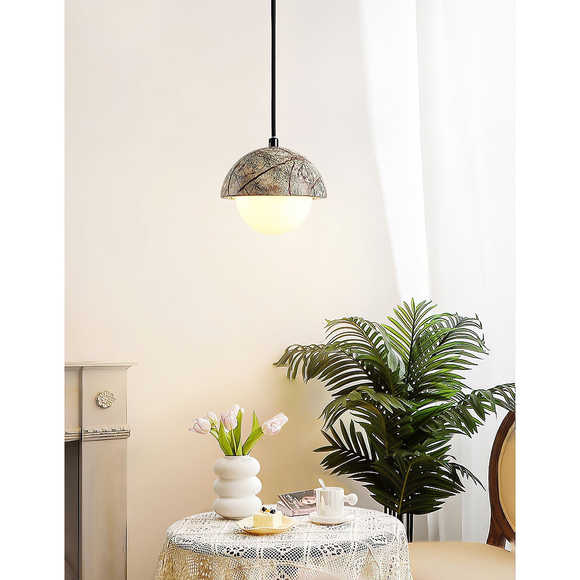 Lylorarae Modern Minimalist Marble Glass Pendant Lamp - Lamp Copper