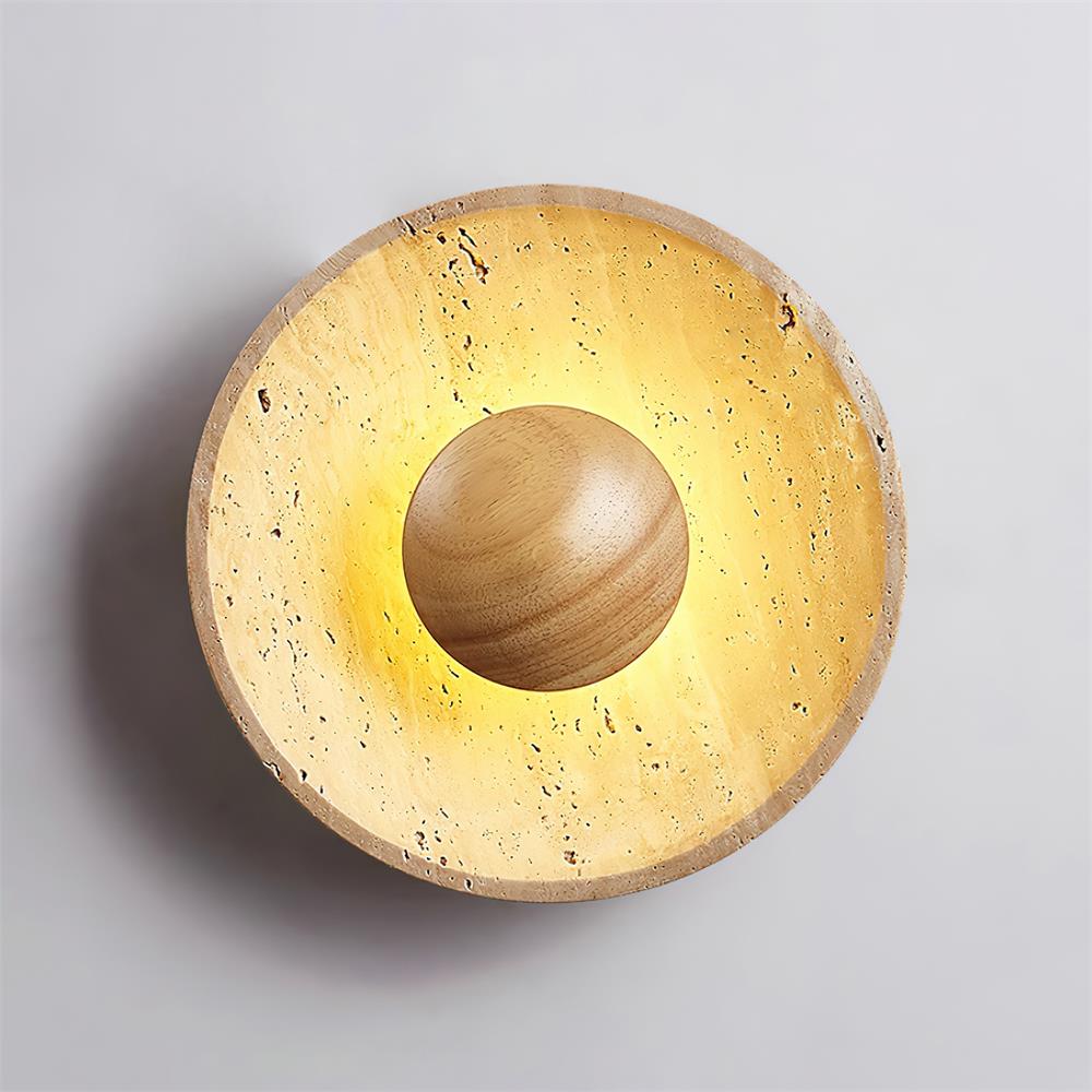 Gionne Wood & Travertine Wall Lamp - Lamp Copper