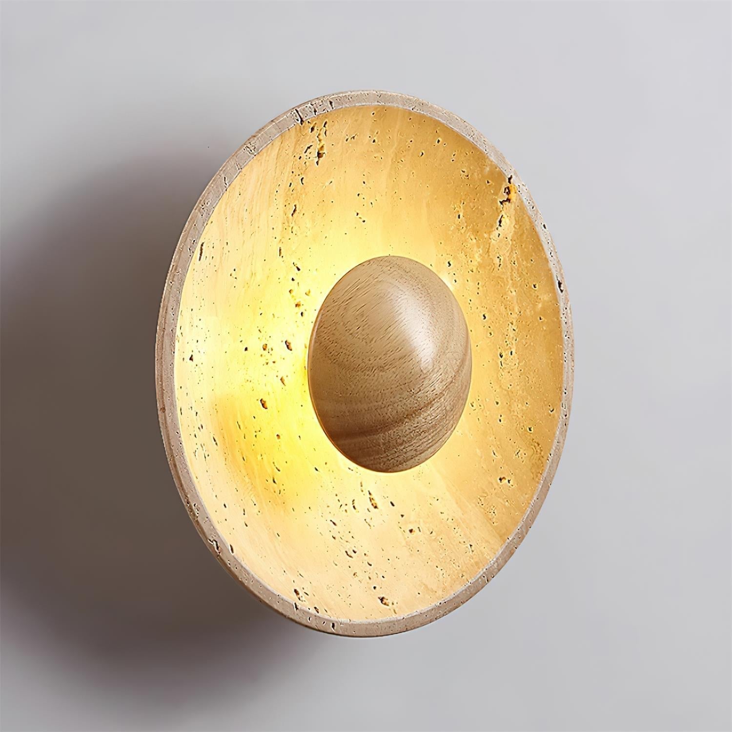 Gionne Wood & Travertine Wall Lamp - Lamp Copper