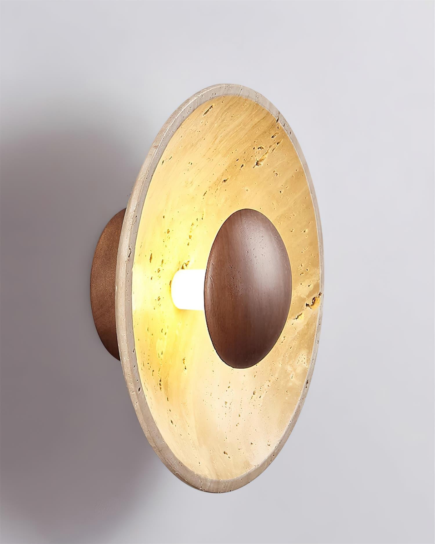Gionne Wood & Travertine Wall Lamp - Lamp Copper