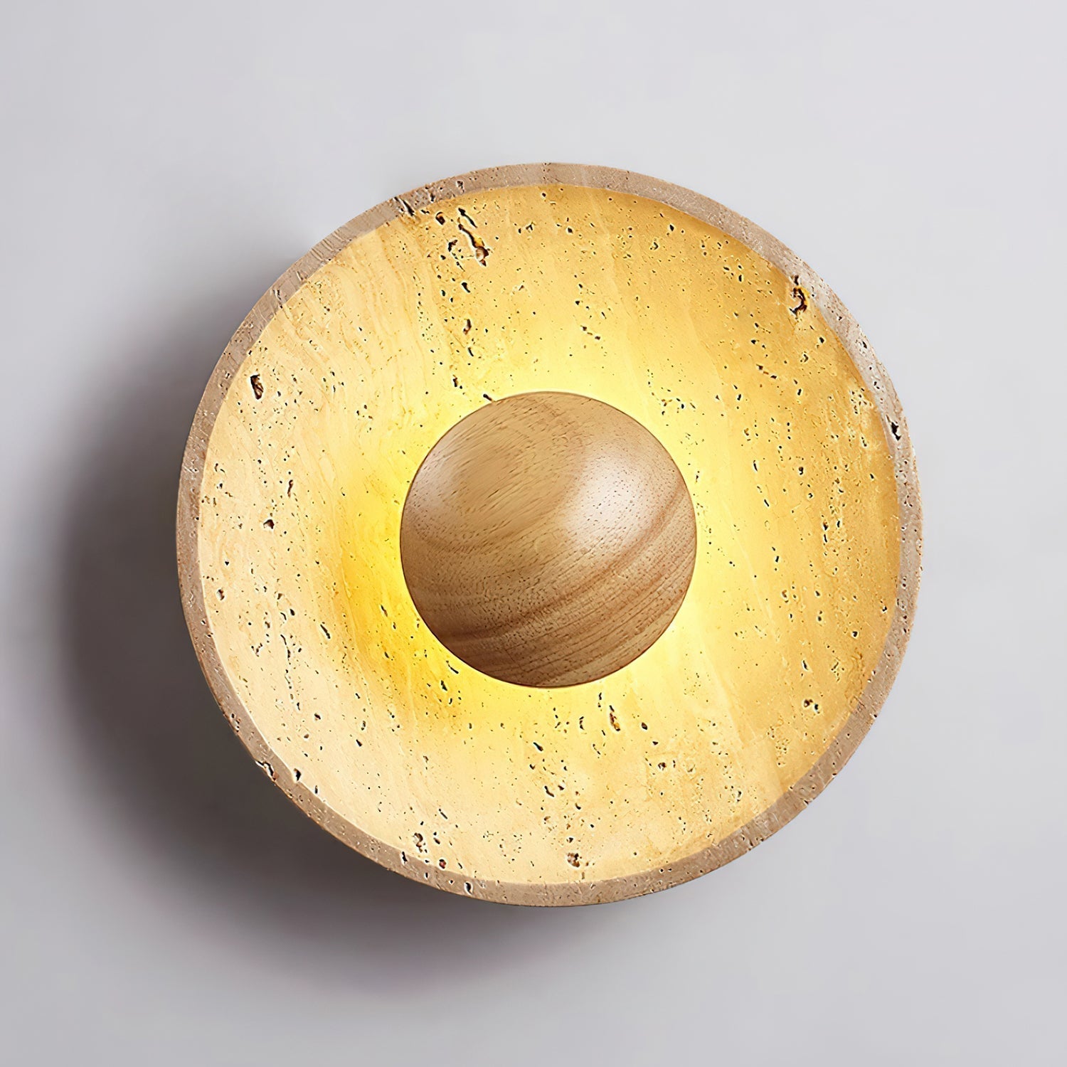 Gionne Wood & Travertine Wall Lamp - Lamp Copper
