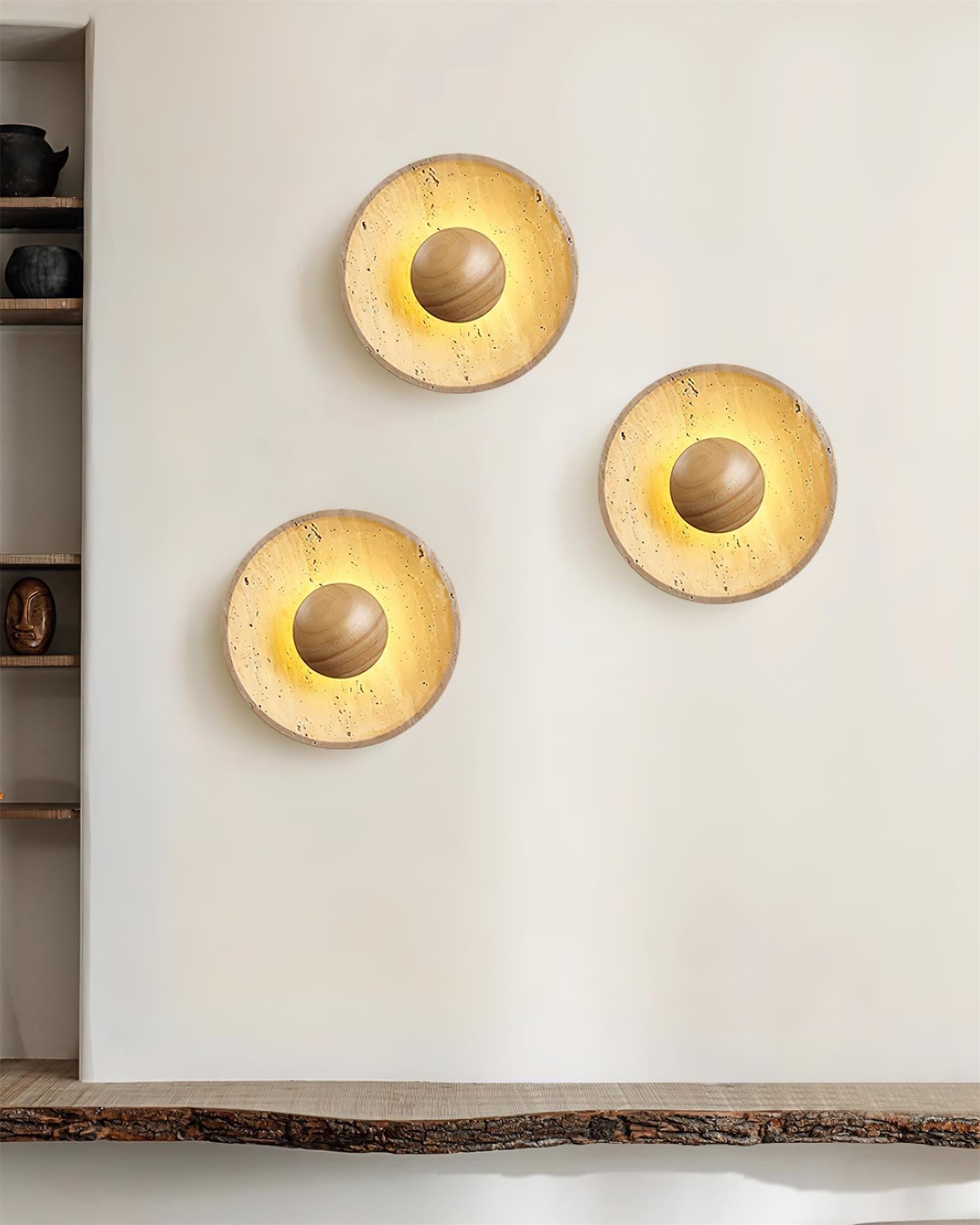 Gionne Wood & Travertine Wall Lamp - Lamp Copper