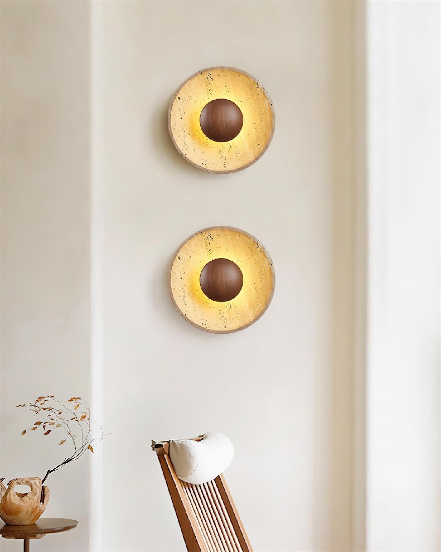 Gionne Wood & Travertine Wall Lamp - Lamp Copper