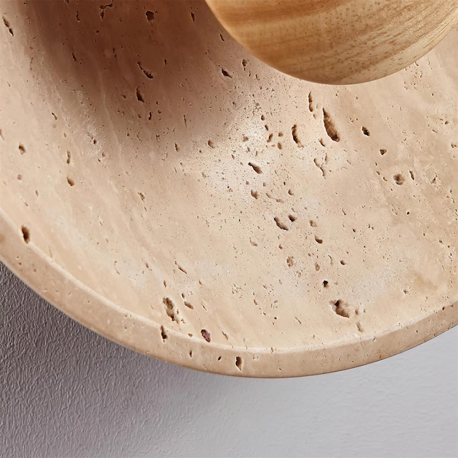 Gionne Wood & Travertine Wall Lamp - Lamp Copper
