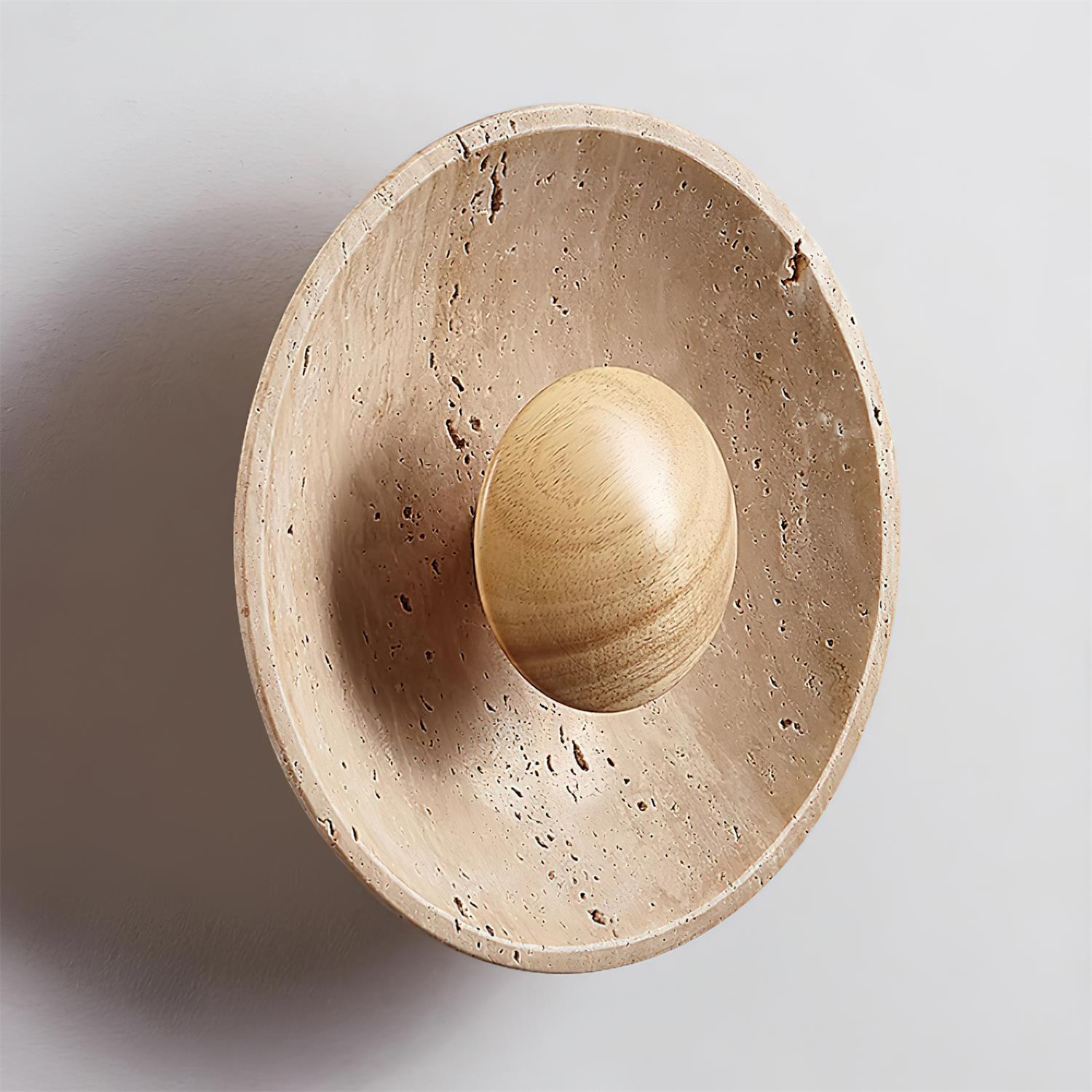 Gionne Wood & Travertine Wall Lamp - Lamp Copper