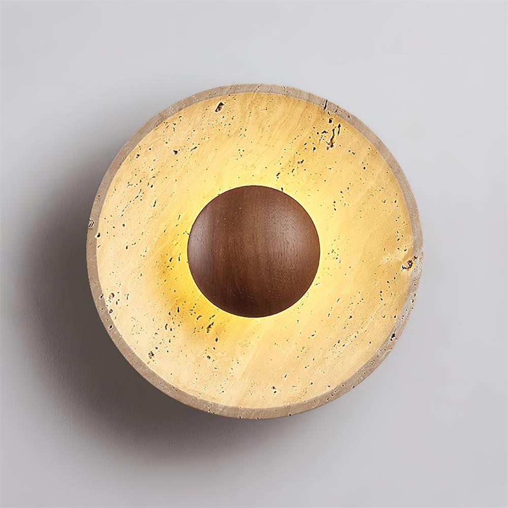 Gionne Wood & Travertine Wall Lamp - Lamp Copper