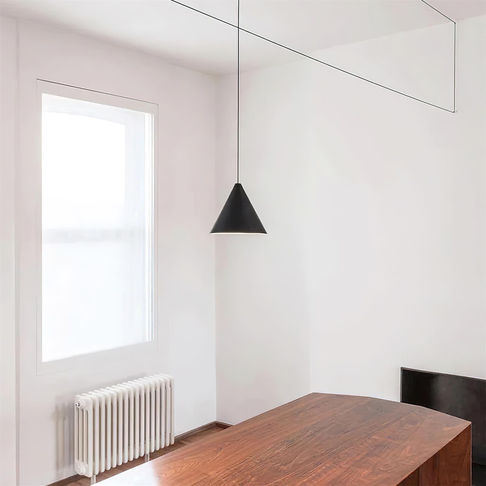 Pendant Light Black Cone Shade Industrial - Lamp Copper