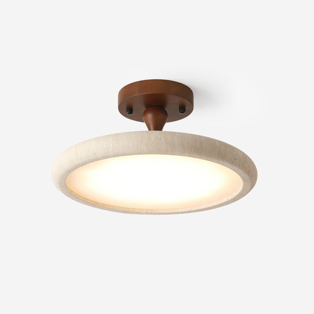 Dovai Travertine Semi Flush Ceiling Light - Lamp Copper