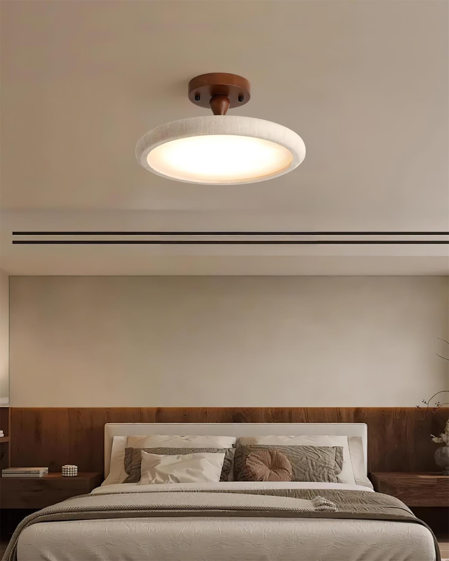 Dovai Travertine Semi Flush Ceiling Light - Lamp Copper