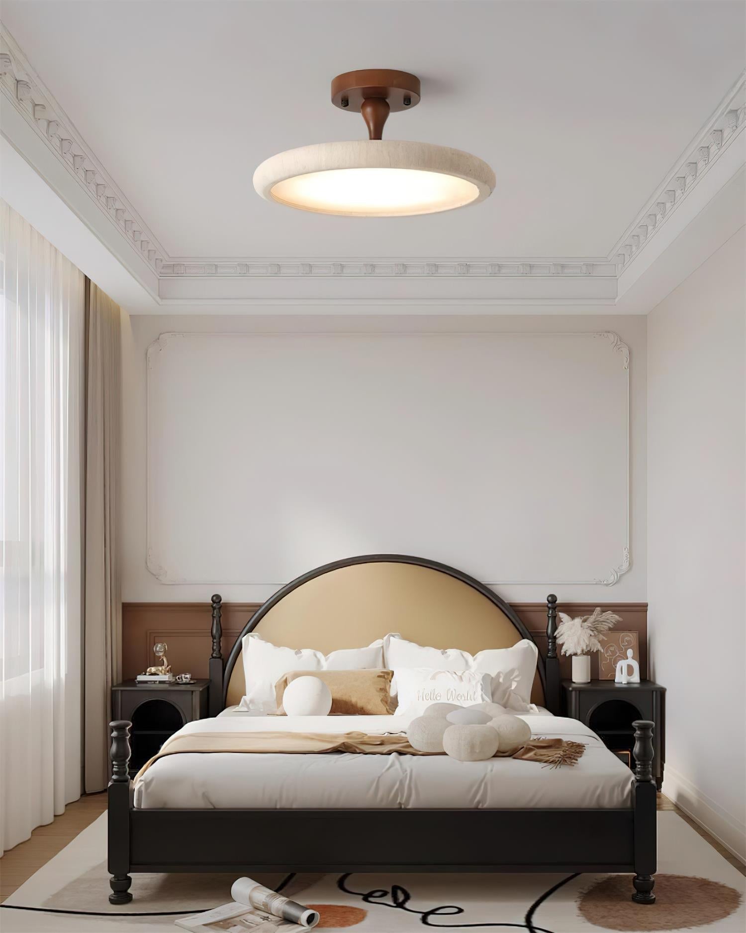Dovai Travertine Semi Flush Ceiling Light - Lamp Copper