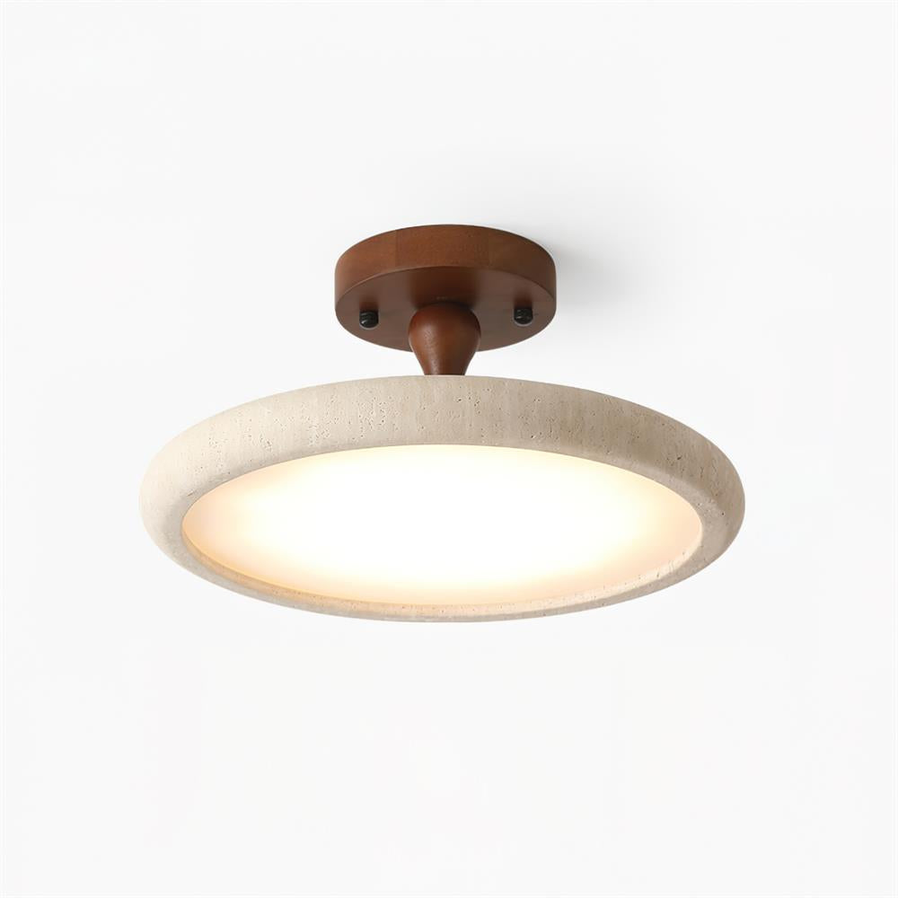 Dovai Travertine Semi Flush Ceiling Light - Lamp Copper