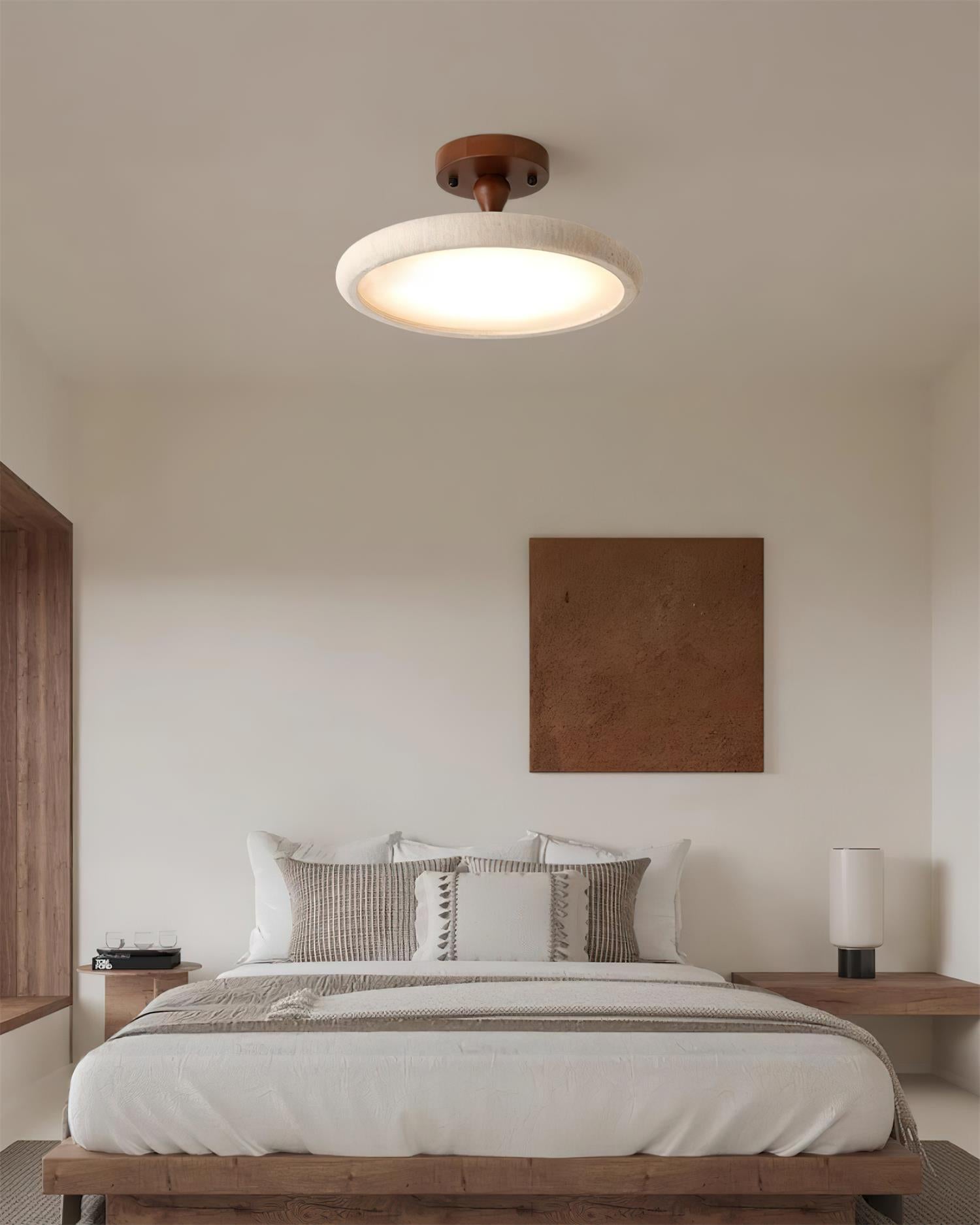 Dovai Travertine Semi Flush Ceiling Light - Lamp Copper