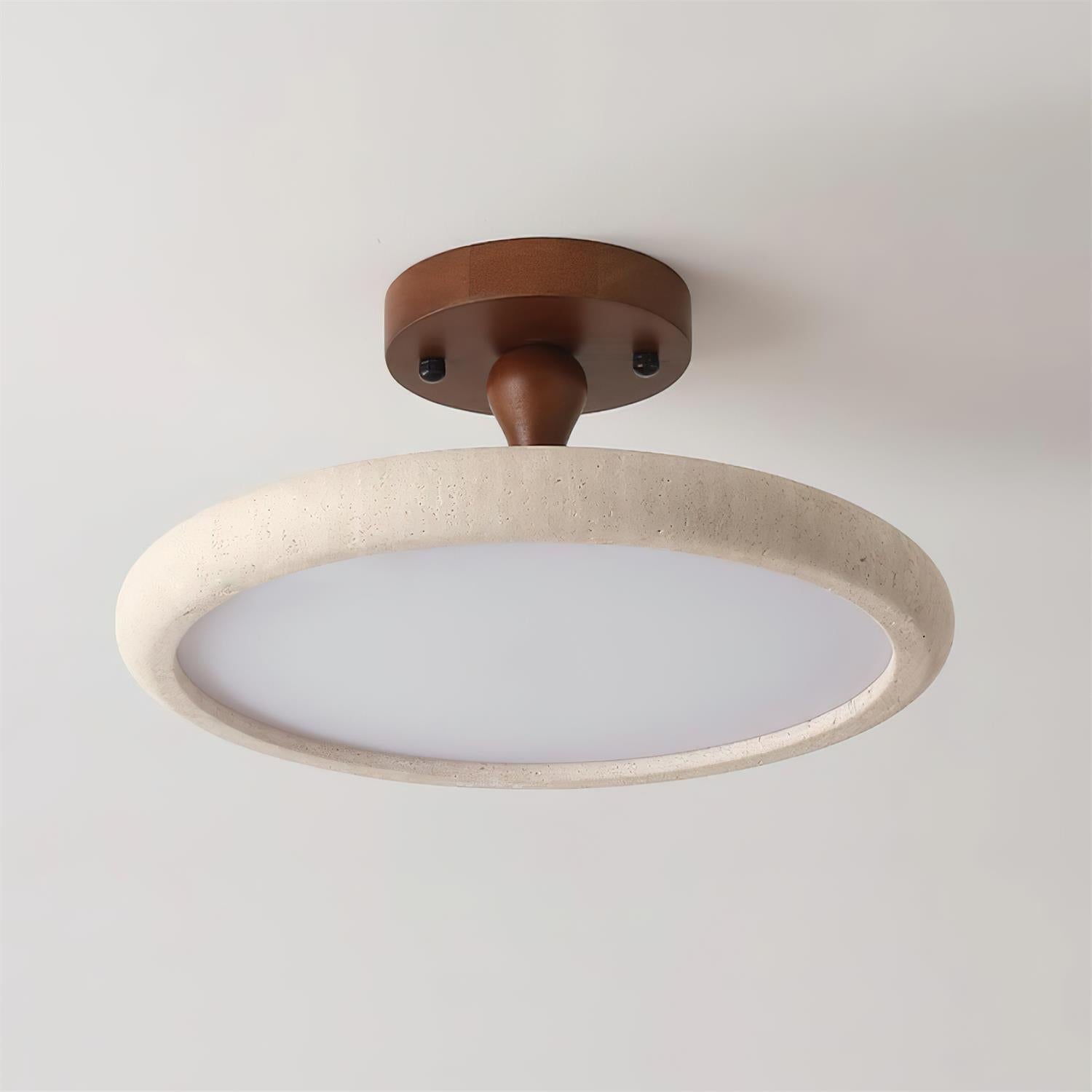 Dovai Travertine Semi Flush Ceiling Light - Lamp Copper